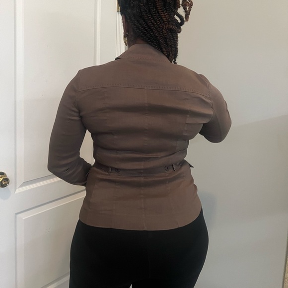 Elie Tahari Lightweight Brown Linen Jacket Shacket Blazer Size 6 - Picture 15 of 16